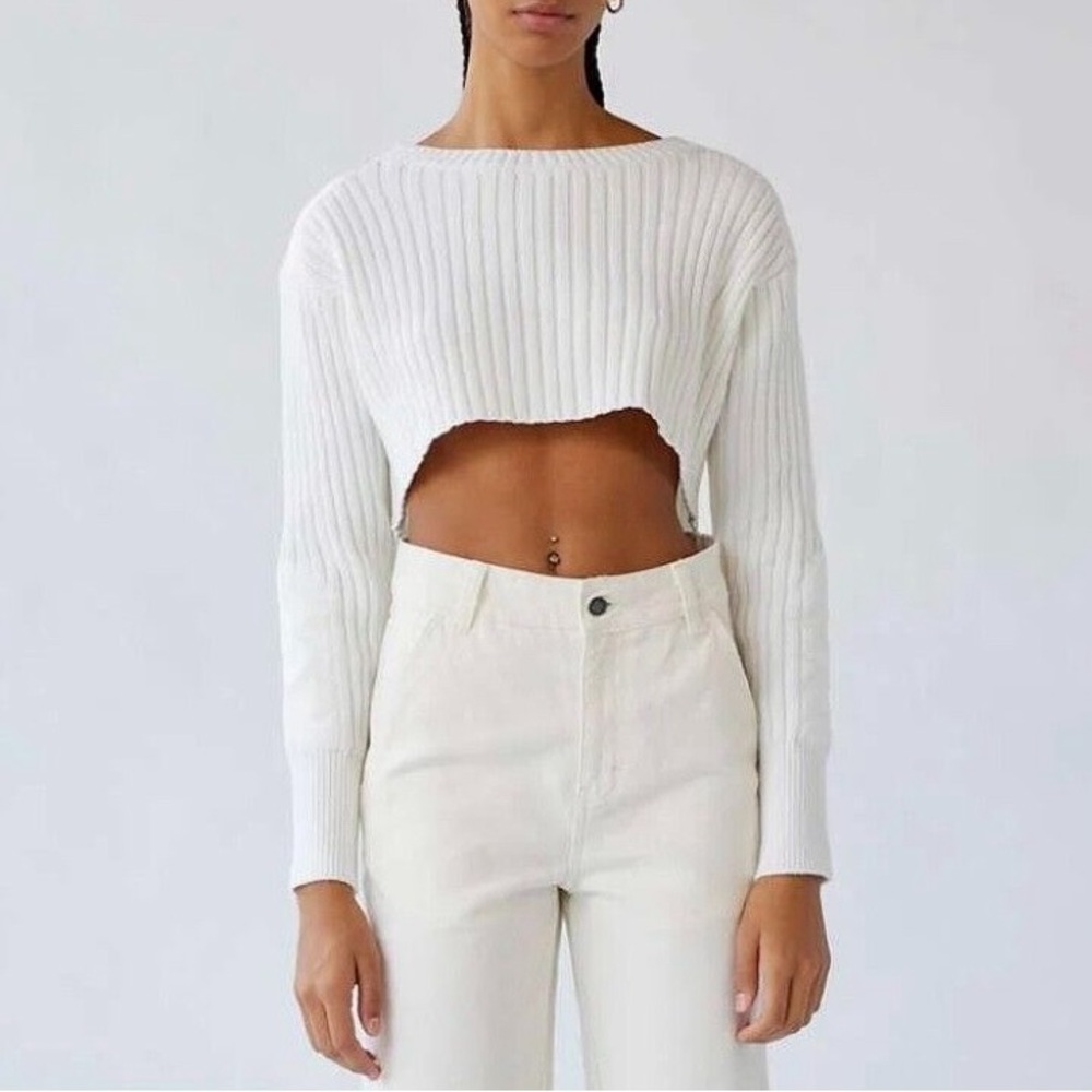 Urban outfitters white knit cropped sweater